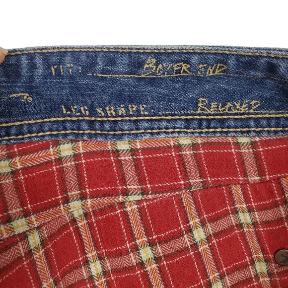 Eddie Bauer Boyfriend Relaxed Mid Rise Flannel Lined Blue Jeans Sz 14 - Picture 4 of 7
